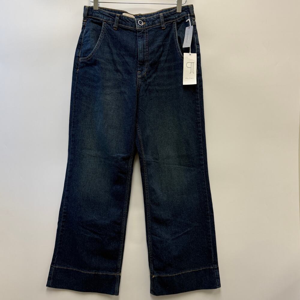NWT Anthropologie Pilcro Dark Wash High Rise Wide Leg Jeans Sz 32P
